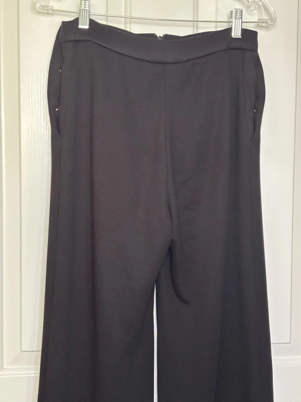 EUC CHANEL Sailor Cotton Black Wide-Leg Pants with Decorative Buttons Size 38